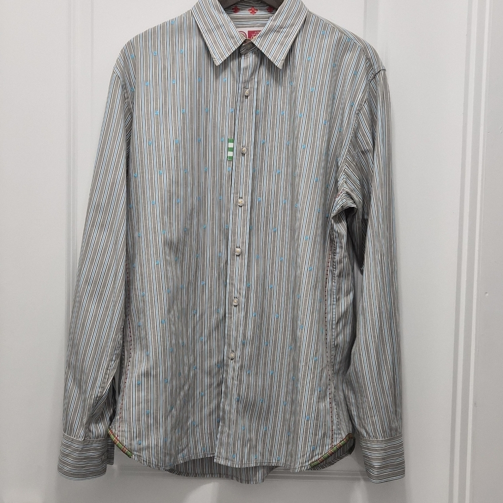 Robert Graham L Striped Embroidered Shirt